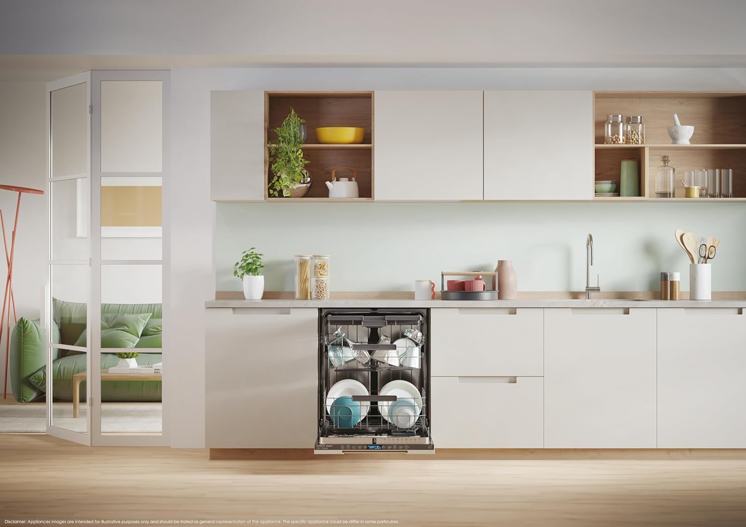 Candy Rapido' Lavastoviglie da Incasso 60 cm, 15 Coperti, 8 Programmi, Wi-Fi + BLE, App hOn, Smart Door, Partenza Ritardata 24h, Motore Inverter, Classe C, 59,7 x 55,5 x 81,8 cm, Bianca - CI 5C6F1A