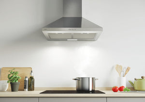 Candy CCE116-1XGG, cappa aspirante 60 cm, 3 livelli di potenza, 25 W, 285 M3/H, filtri al carbonio, 2 pannelli in alluminio antigraffio, illuminazione a LED, 52 dB, classe A, acciaio inossidabile