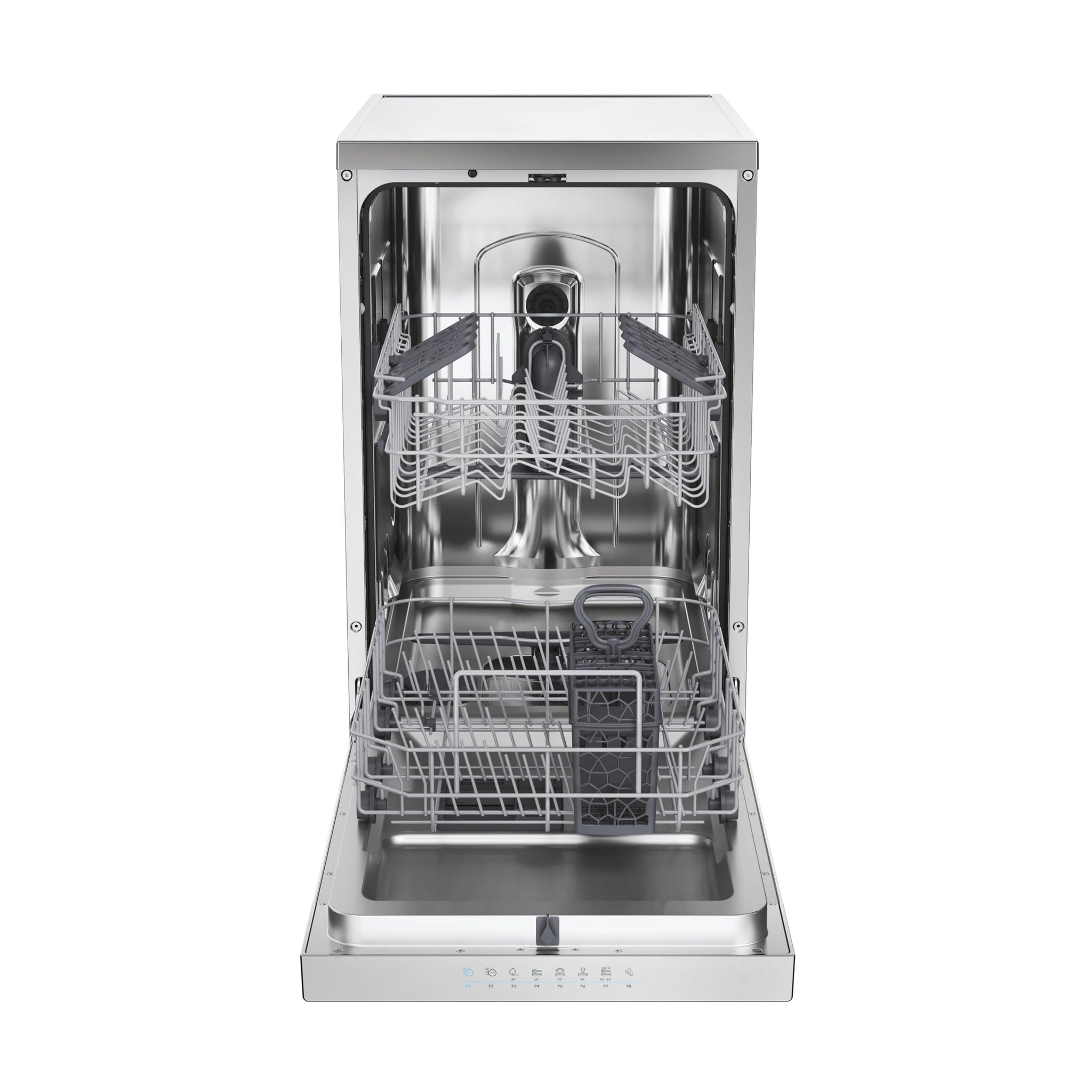 Candy Rapidò CF0C7SB0FX Lavastoviglie 45 CM, 10 Servizi, Digitale, Wi-Fi, 8 Programmi, Tecnologia Antibatteri, 47DB, Indicatore Sale e Lucidante, Cesto Superiore Regolabile, Casa Differita, Inox