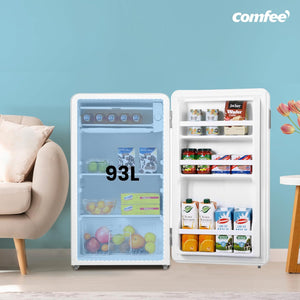 COMFEE' RCD93WH2RT(E) Frigorifero piccolo 93 L, Design retrò, Mini frigo mona porta, Controllo della temperatura, Adatto a casa, ufficio e hotel, Bianco