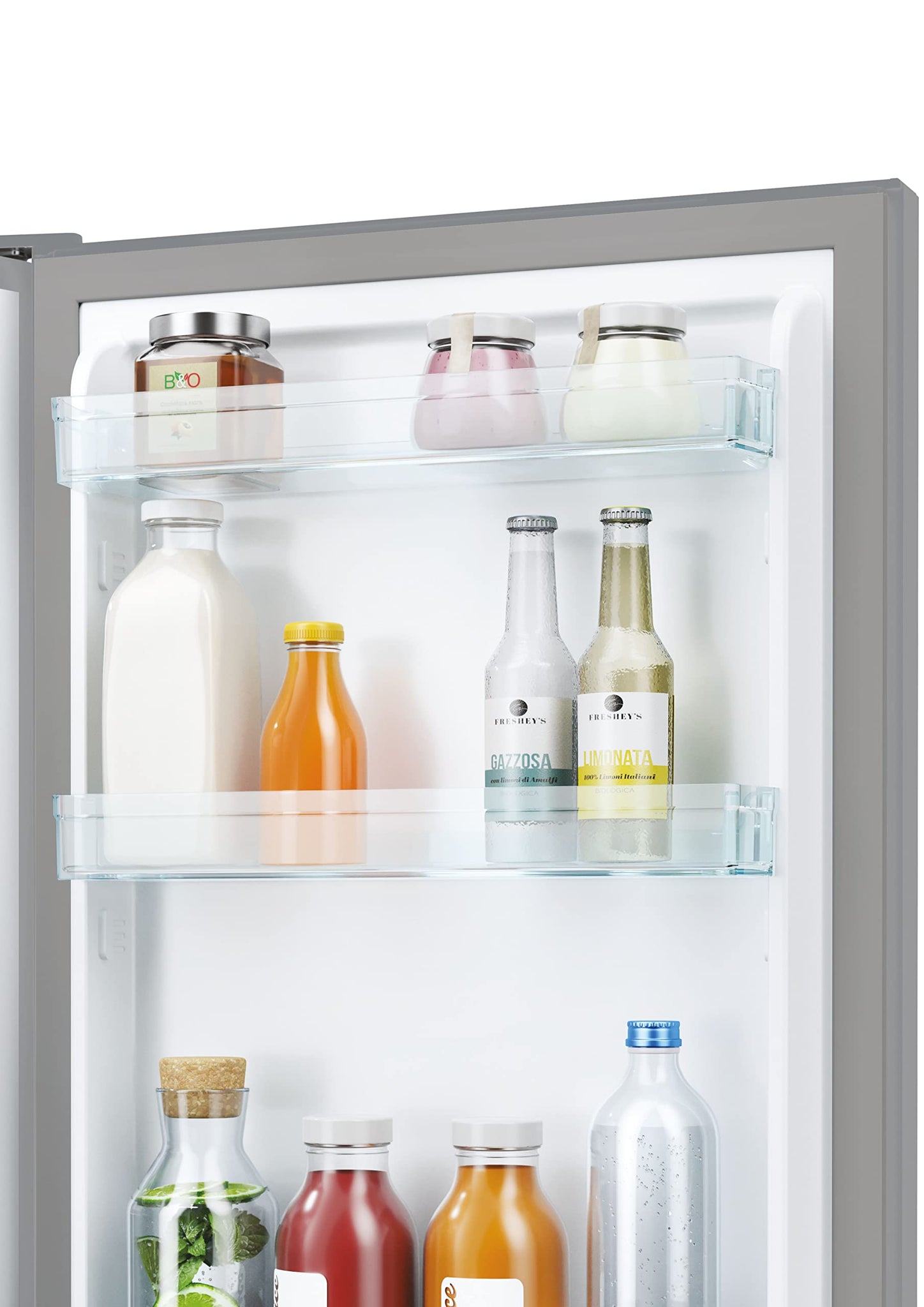 Candy CCT3L517ES, Frigorifero Combi, 55 cm, Altezza 1,77 m, 260 l, Low Frost, Funzione SuperCool, Cassetto Verdure, Controllo elettronico interno, LED, Porte Reversibili, 39 dB, Silver
