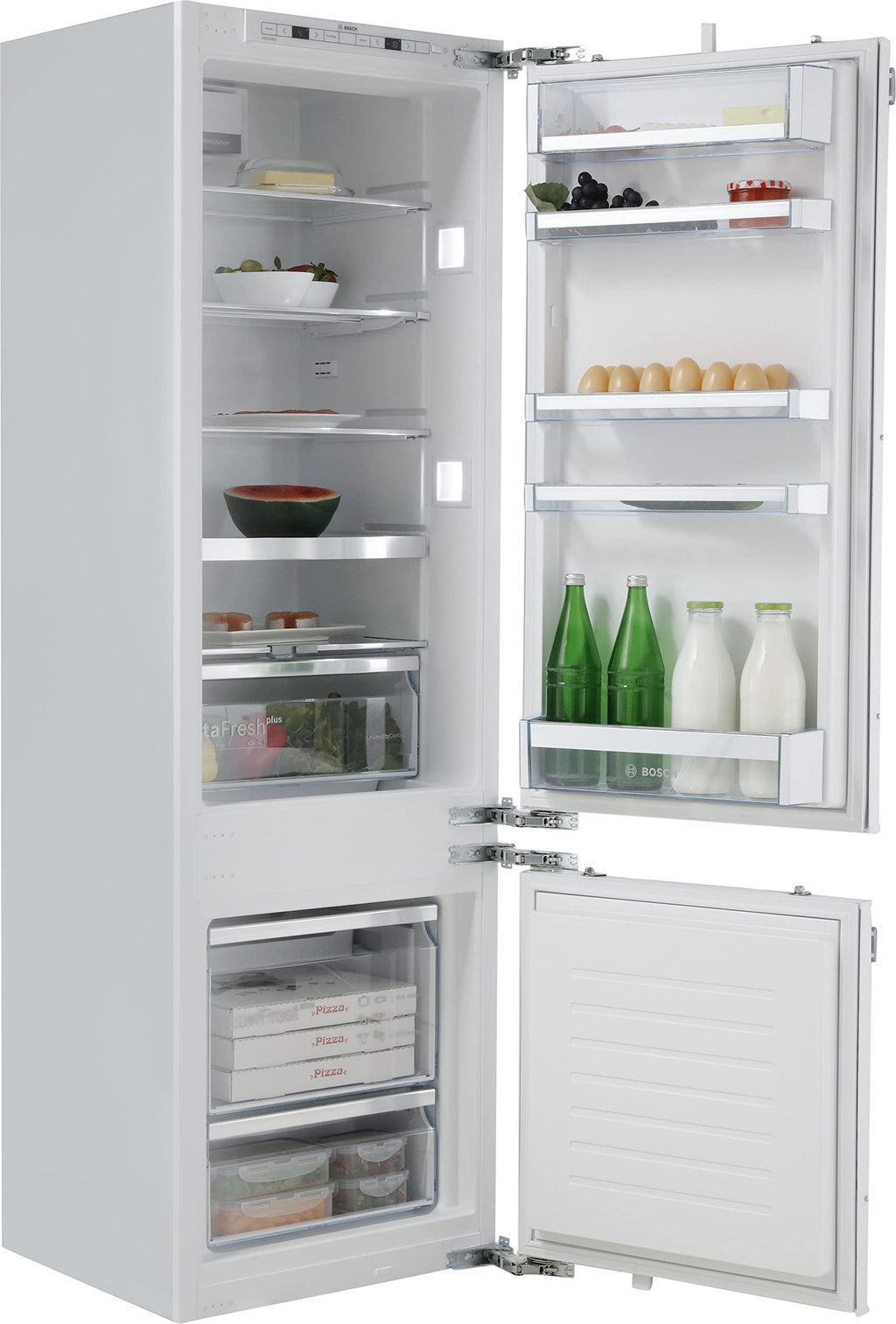 Bosch KIS87ADD0 - Frigorifero da incasso serie 6, nicchia 177,5 x 56 cm, raffreddamento da 208 l + congelatore da 61 l, cerniera piatta, prodotto in Germania, VitaFresh plus 2 volte più a lungo,