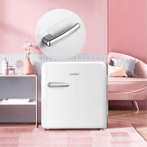 COMFEE' RCD50WH2RT(E) Frigorifero Piccolo 47 Litri, Design Retrò, Mini Frigorifero da Tavolo, Comparto Refrigeratore, Silenzioso, Frigo Bar da Ufficio, Casa, Bianco