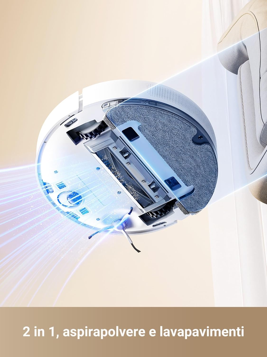 DREAME D10 Plus Gen 2 Robot Aspirapolvere Lavapavimenti con Svuotamento Automatico Polvere, Navigazione LiDAR Rilevamento Ostacoli, Aspirazione 6000Pa Tappeti Peli Animali, Autonomia 285min