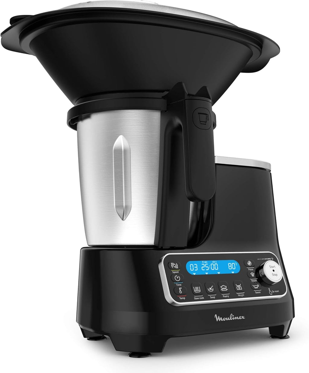 Moulinex HF4568K ClickChef Robot da Cucina Multifunzione, Ricette Pronte in 2 Click, 1400 W, 3.6 L, 30-150 °C, 5 Programmi Automatici e Modalità Manuale, 7 Accessori, Ricettario Incluso (200 Ricette), Nero