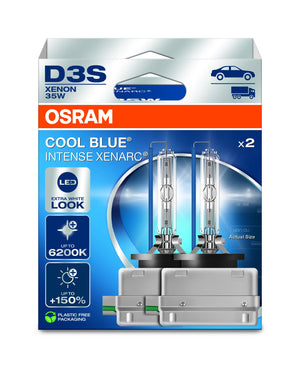 OSRAM XENARC COOL BLUE INTENSE D1S, +150% more brightness, up to 6,200K, xenon headlight lamp, LED look, Hanging folding box (2 lamps)