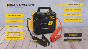 MAXTOOLS JSL400 Avviamento d’Emergenza Professionale per Automobile 2400 A per Veicoli Diesel e a Benzina di Grandi Dimensioni, Potente e Sicuro a 12 V, Batteria al Litio Esterna con USB