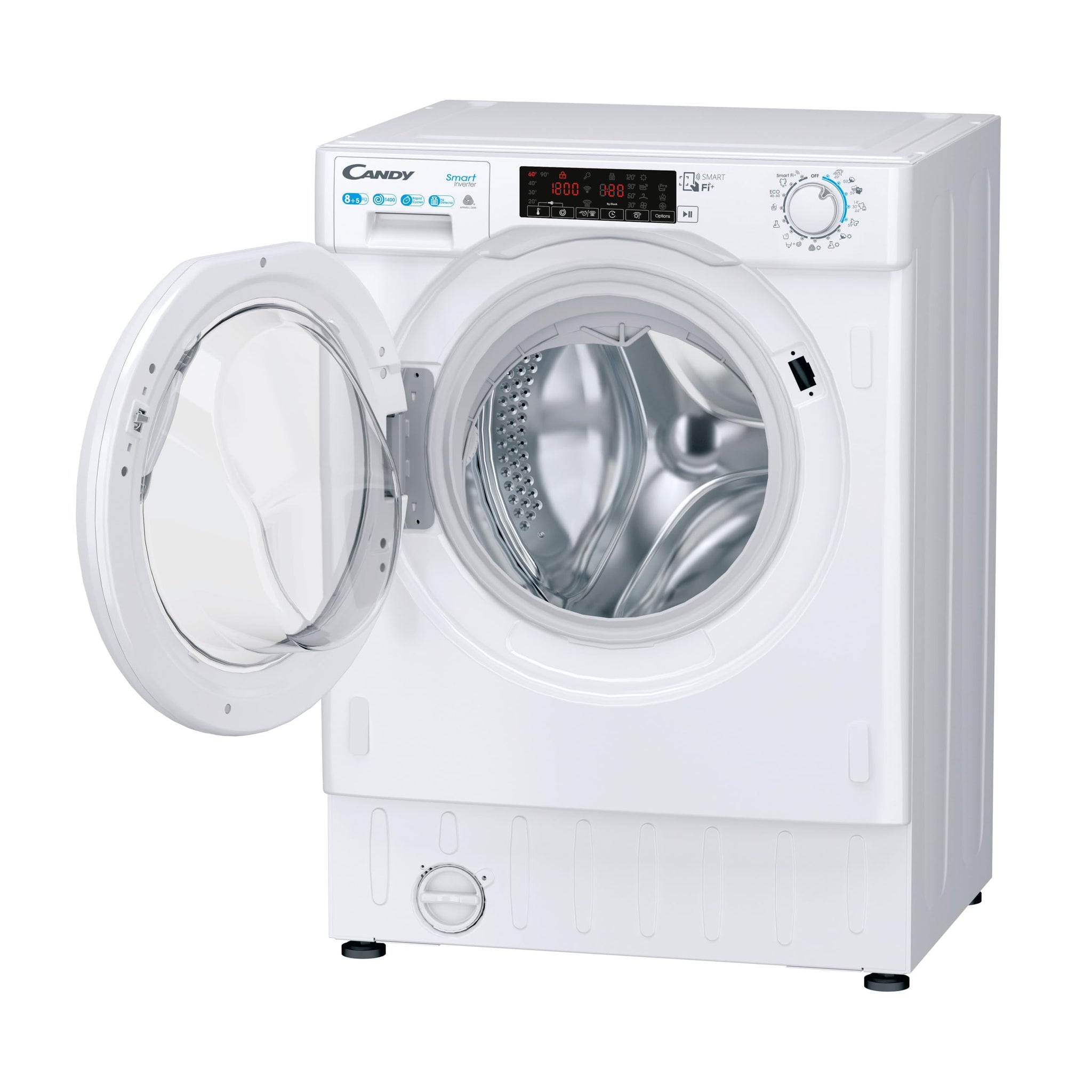 Candy CBDO485TWME/1-S Lavasciuga Smart a incasso, Capacità 8 kg, 1400 Giri, Carica Frontale, Wi-Fi + Bluetooth, 60x53x82 cm, Bianco, Classe D