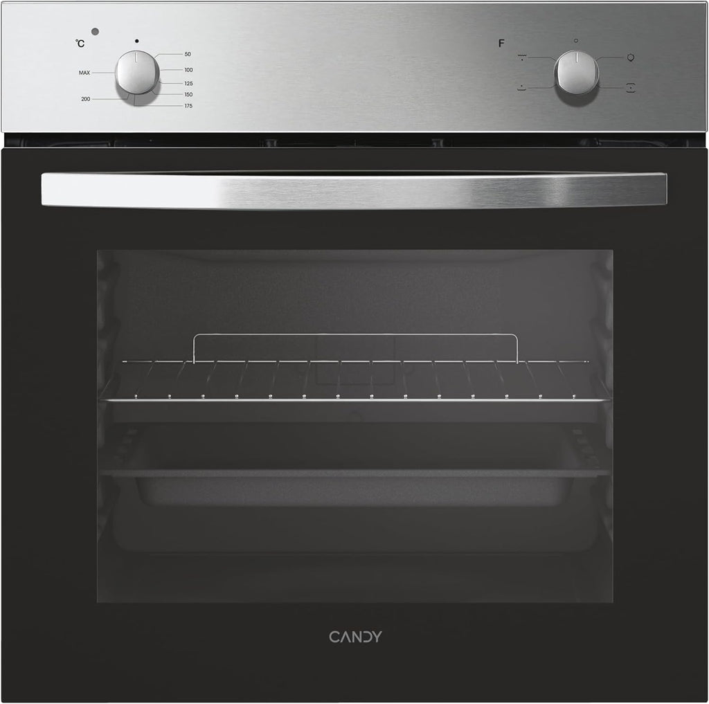 Candy FCS 100 X/E Forno Elettrico da Incasso, Statico, Capacità 70 Litri, Funzione Grill, 4 Programmi, 56.8x59.5x59.5 cm, Inox, Classe A