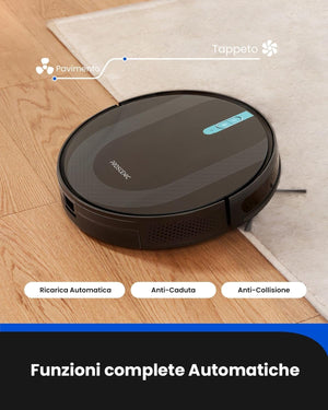 Proscenic 850T Robot Aspirapolvere Lavapavimenti, Aspirazione Potenza 3000Pa Controllo Siri & IFTTT & APP & Alexa, Serbatoio Acqua Elettrico 2-In-1 per Pulizia Domestica/Capelli/Polvere/Lavapavimenti
