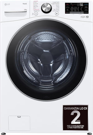 LG AI DD F0P3020TSWC Lavatrice 20kg, a Carica Frontale, Capacità XL Serie P3, Classe B, 1000 Giri, TurboWash 360, Vapore, Wi-Fi, Motore Inverter Direct Drive, Libera installazione, Bianco