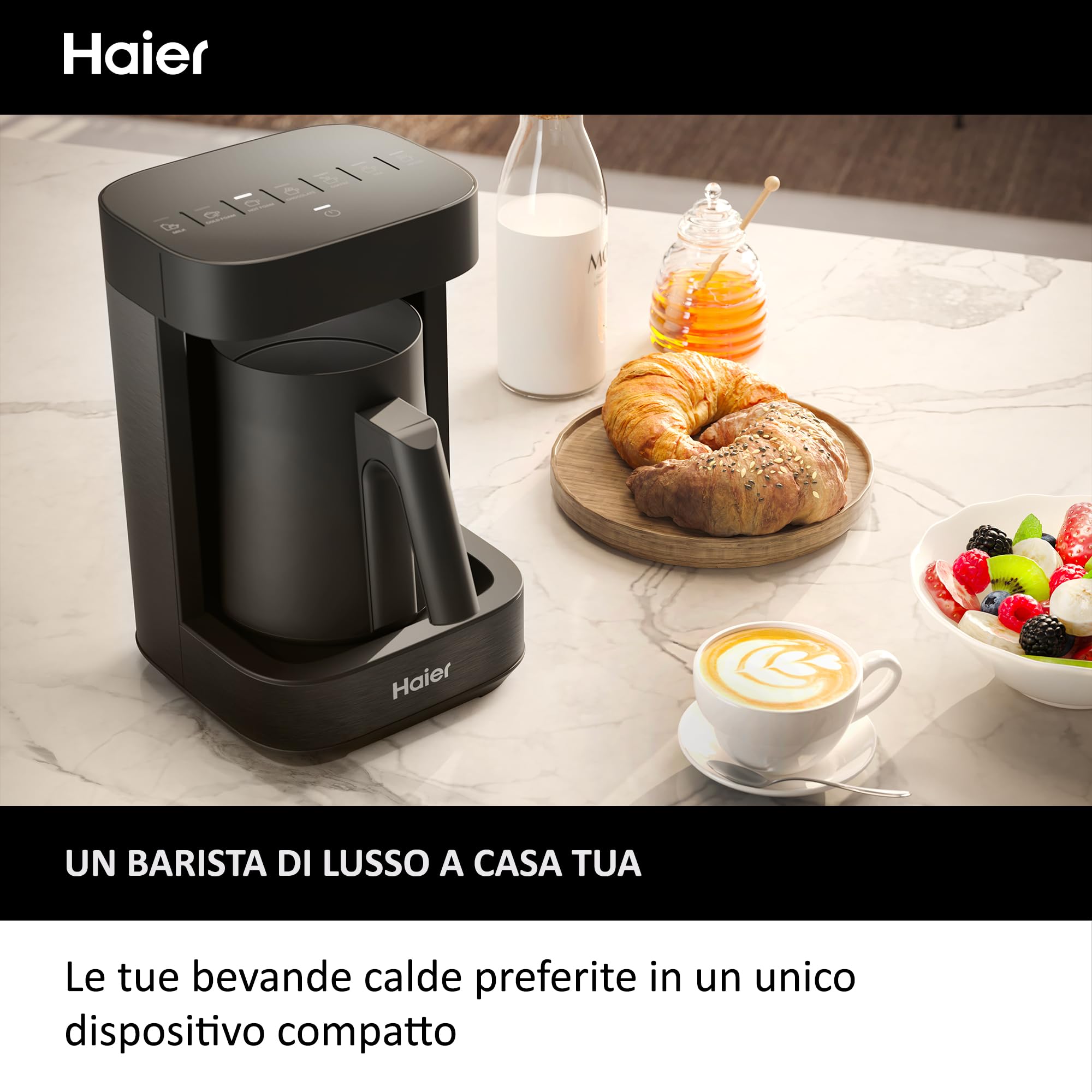 Haier Multi Beverage I-Master Serie 5, programmi multipli per caffè, cioccolata calda, tè e infusi [Nero]