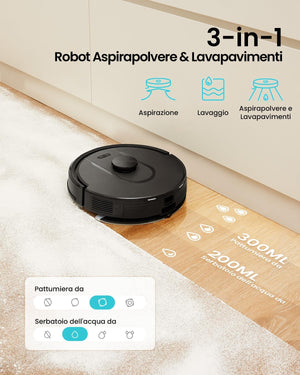 Vexilar W11 Robot Aspirapolvere Lavapavimenti con Mappatura,LiDAR Rilevamento Ostacoli, Aspirapolvere Robot lavapavimenti Potente Navigazione Laser per Pulizia Pavimenti Tappeti Peli Animali