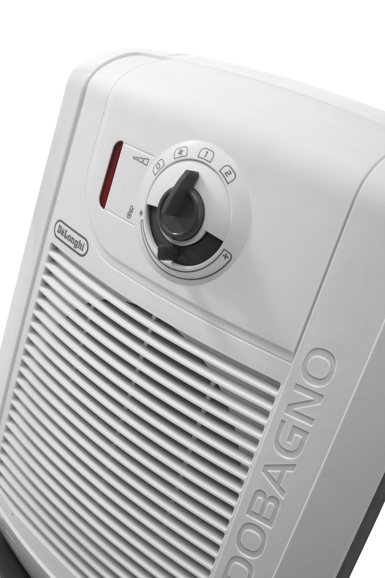 De'Longhi HBC 3030 Termoventilatore Caldobagno, 2 livelli di potenza, Funzione ECO-SILENCE, Protezione antigoccia, Ventilazione estiva, Avvolgicavo, per ambienti fino a 60 m³