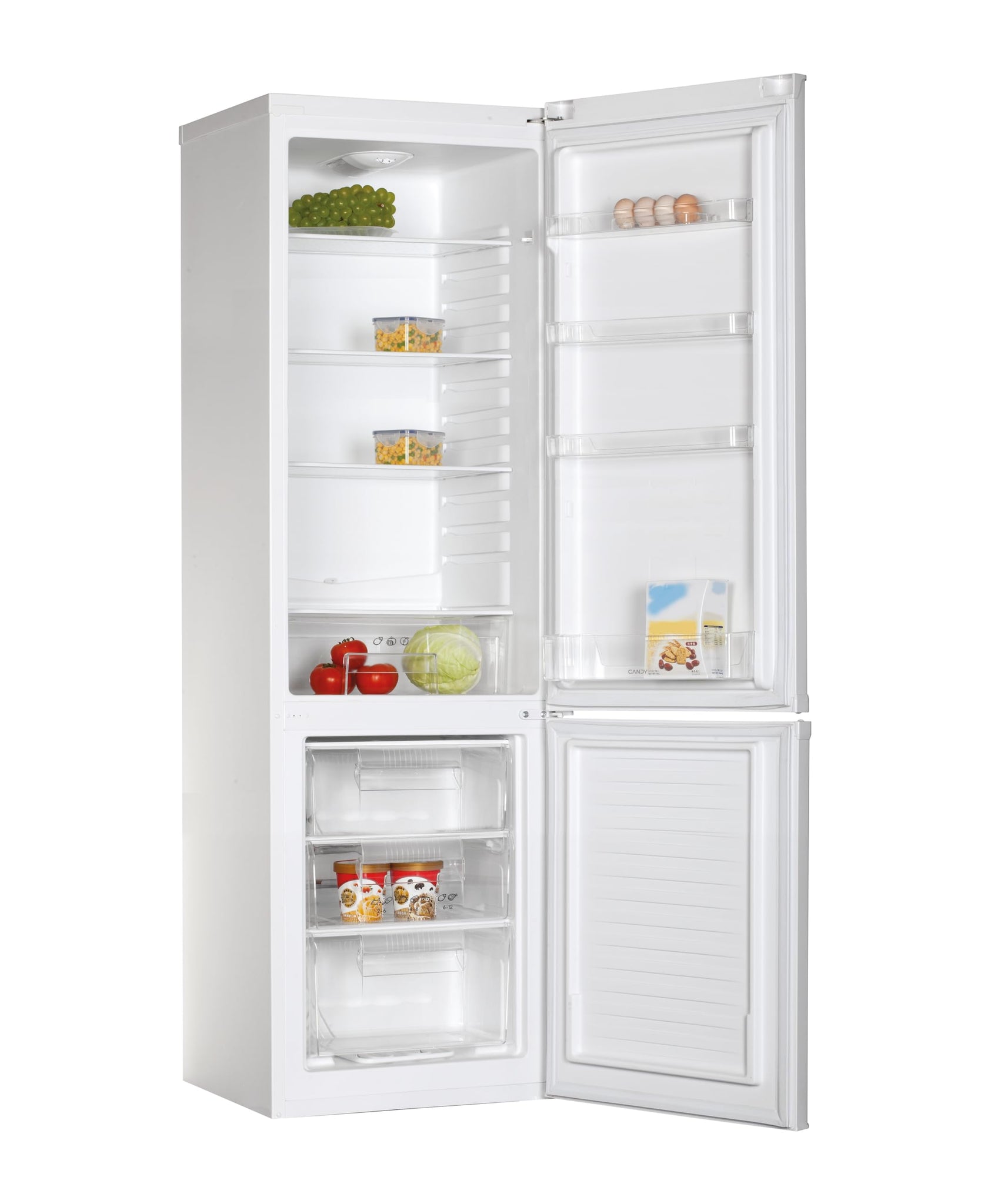 Candy CCG1S 518EW - Frigorifero Combinato, larghezza 55 cm, altezza 1,80 m, 252 l, cassetto verdure, controllo meccanico della temperatura, illuminazione LED, porta reversibile, 41 dB, bianco