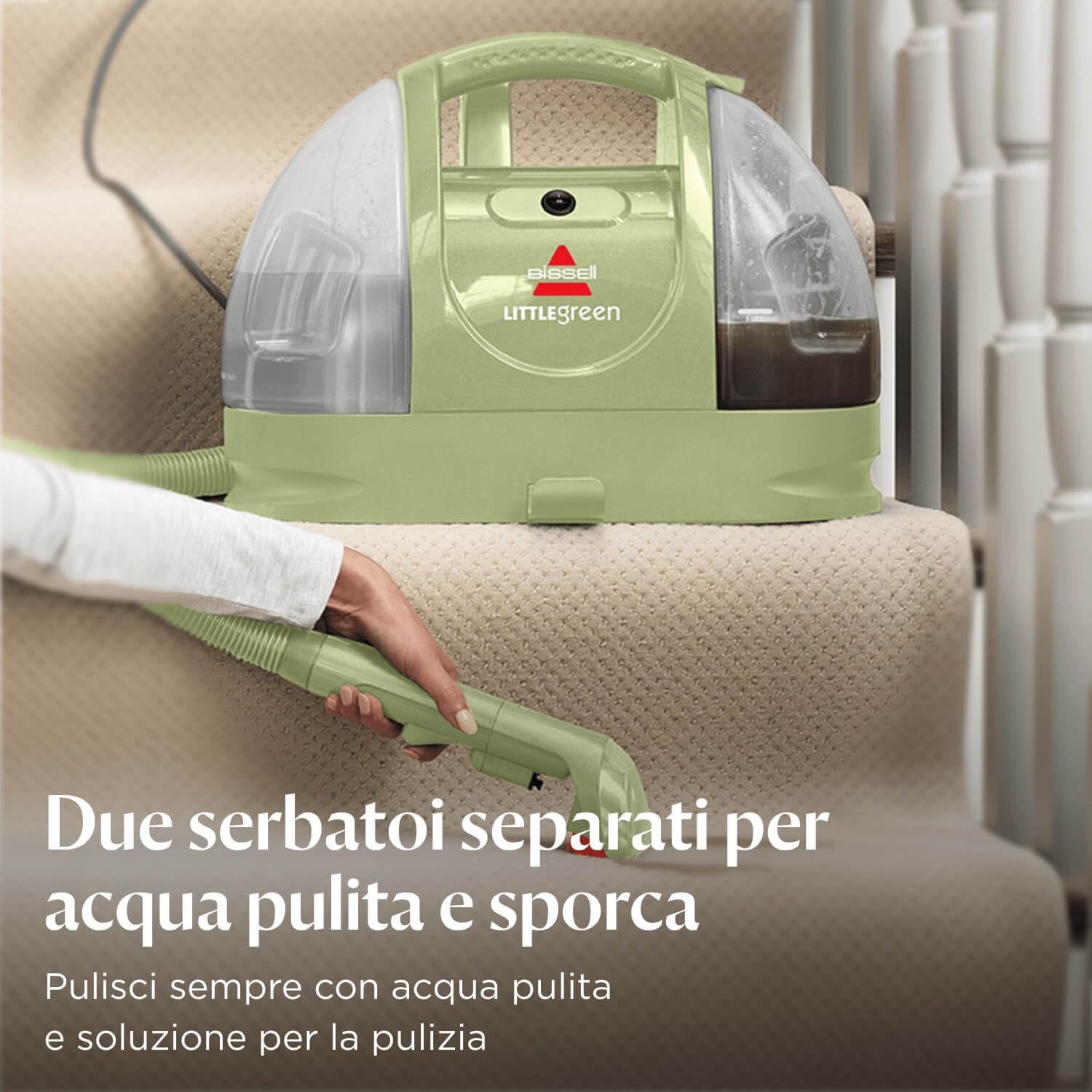 BISSELL Little Green, Lavatappeti, Lavatappezzeria per Macchie Quotidiane e Sporco, Lava Tappezzeria per Tappeti, Auto, Pulisci Divani, Moquette, Materassi e Altro, Potente Motore da 340W, 4098N