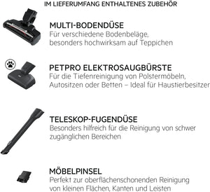 AEG QX6-1-45AN Cordless Vacuum Cleaner, Bagless, Quiet, Handheld Vacuum Cleaner Battery, 45 Minutes Running Time, Lightweight, Hard Floor, 2-in-1, Pet Hair, Dog, Cat, Carpet, Car, Grey