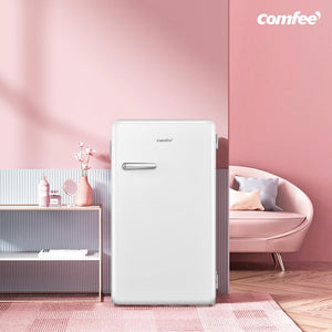 COMFEE' RCD93WH2RT(E) Frigorifero piccolo 93 L, Design retrò, Mini frigo mona porta, Controllo della temperatura, Adatto a casa, ufficio e hotel, Bianco