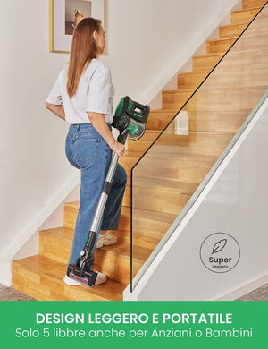 Vactidy Aspirapolvere Senza Fili V8,25KPa Scopa Elettrica Senza Fili Potente 4 in 1, Aspirapolvere Portatile Ultra-leggero, Autonomia 35 Min con Batteria Rimovibile