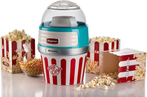 Ariete 2957 Pop Corn XL Party Time - Macchina per Popcorn - Scoppia 60gr di Mais in 2 minuti ad Aria Calda - Ciotola Estraibile - 1100 Watt - Azzurro