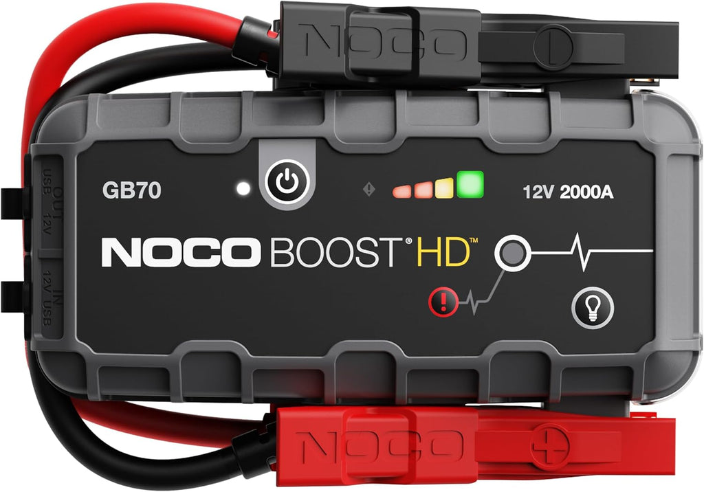 NOCO Boost GB70: Avviatore di Emergenza al Litio UltraSafe da 2000A 12V per Veicoli con Motori a Benzina fino a 8,0 Litri e Diesel fino a 6,0 Litri
