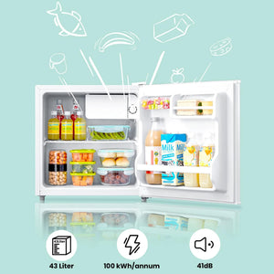 COMFEE' RCD50WH1(E) - Mini frigo bar, Silenzioso, Mono porta, Per applicazioni in Hotel, Casa, Ufficio, 43L, Bianco, ‎47.2 x 45 x 49.2 cm