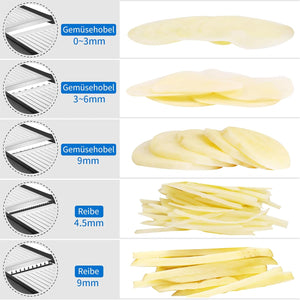 Affettatrice Mandolina per Verdure Professionale - Affetta Verdure con Guanti di Sicurezza, Fare Fette Spesse da 1 a 9 mm, Taglia Verdure Manuale, Julienne Tagliaverdure per Frutta e Verdura
