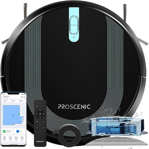 Proscenic 850T Robot Aspirapolvere Lavapavimenti, Aspirazione Potenza 3000Pa Controllo Siri & IFTTT & APP & Alexa, Serbatoio Acqua Elettrico 2-In-1 per Pulizia Domestica/Capelli/Polvere/Lavapavimenti