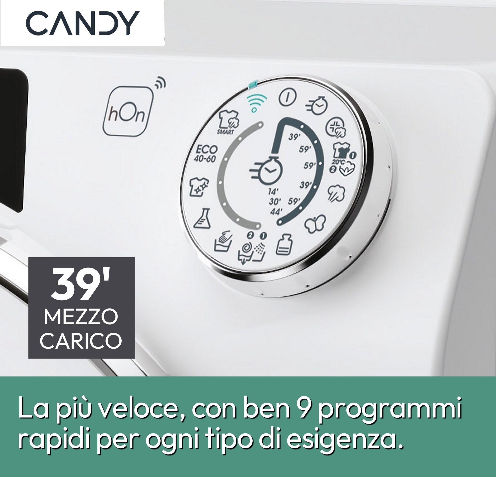 Candy RapidÓ RO 1486DWMCT1-S, Lavatrice a carica frontale, 8 KG, Classe A, 1400 giri, 76 dB, Cicli Rapidi, Vapore, 16 programmi, Bianco, AxLxP 85x60x53 cm