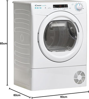 Candy Smart Pro Csoe H8A2De-S Asciugatrice A Pompa Di Calore, 8 Kg, Carica Frontale, Programma Stiro Facile, Connettività Nfc, Libera Installazione, Classe A++, Bianco, 59.6 x 58.5 x 85 Cm