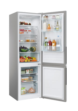 Candy CCT3L517ES, Frigorifero Combi, 55 cm, Altezza 1,77 m, 260 l, Low Frost, Funzione SuperCool, Cassetto Verdure, Controllo elettronico interno, LED, Porte Reversibili, 39 dB, Silver