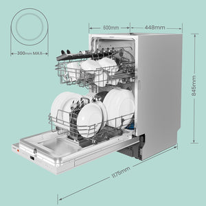 COMFEE' CDWEB914S-W Lavastoviglie da Incasso con 10 coperti, 8 Programmi, di avviamento ritardato, Funzione di Mezzo Carico, cloud wash, Asciugatura Extra - Inox