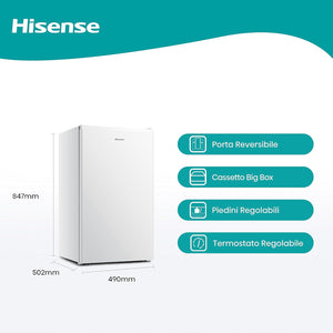 Hisense MUZ48060F Congelatore monoporta verticale da libera installazione, 3 Cassetti, Classe F, Capacità netta 65 Litri, Bianco