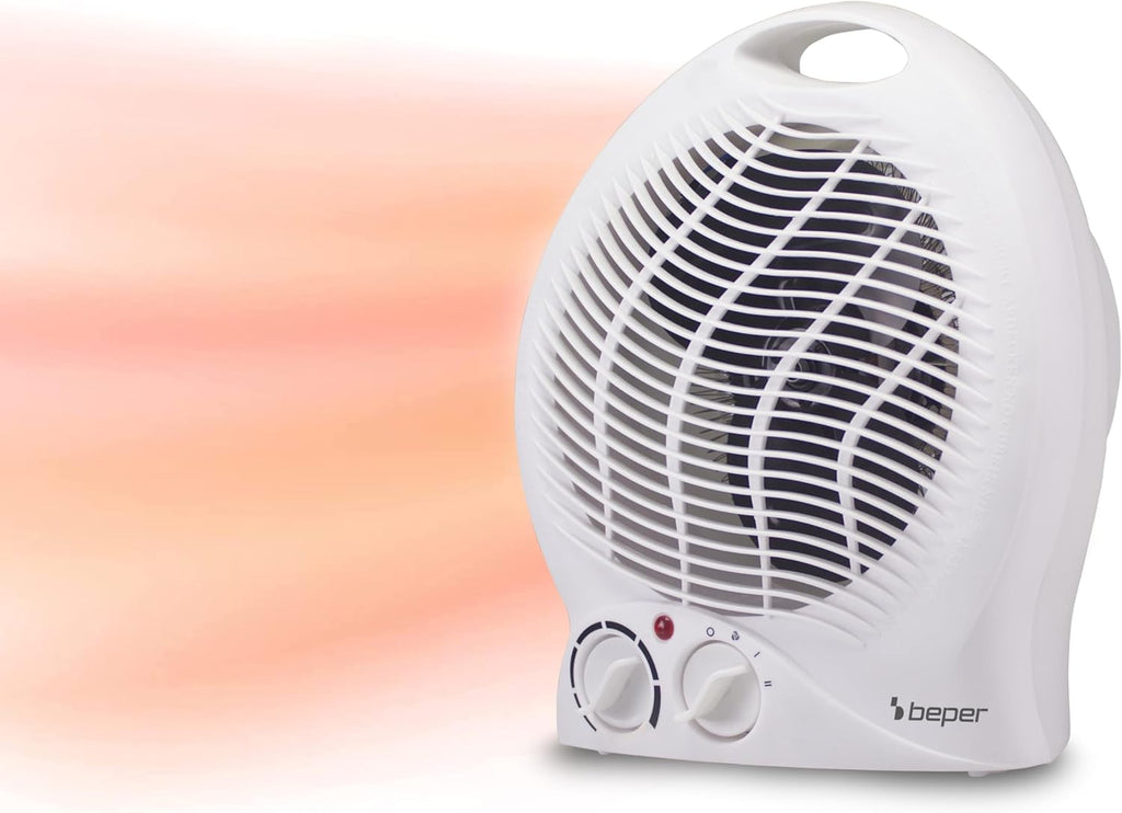 BEPER P203TER201 Termoventilatore da Bagno con Termostato Regolabile - Scaldino Elettrico Bagno Basso Consumo, 2000W