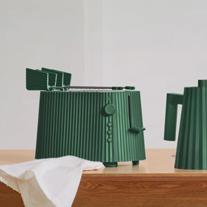 Alessi Plissé MDL08 GR - Tostapane di Design, Sei Livelli di Doratura, in Resina Termoplastica, Spina Europea, 850 W, Verde