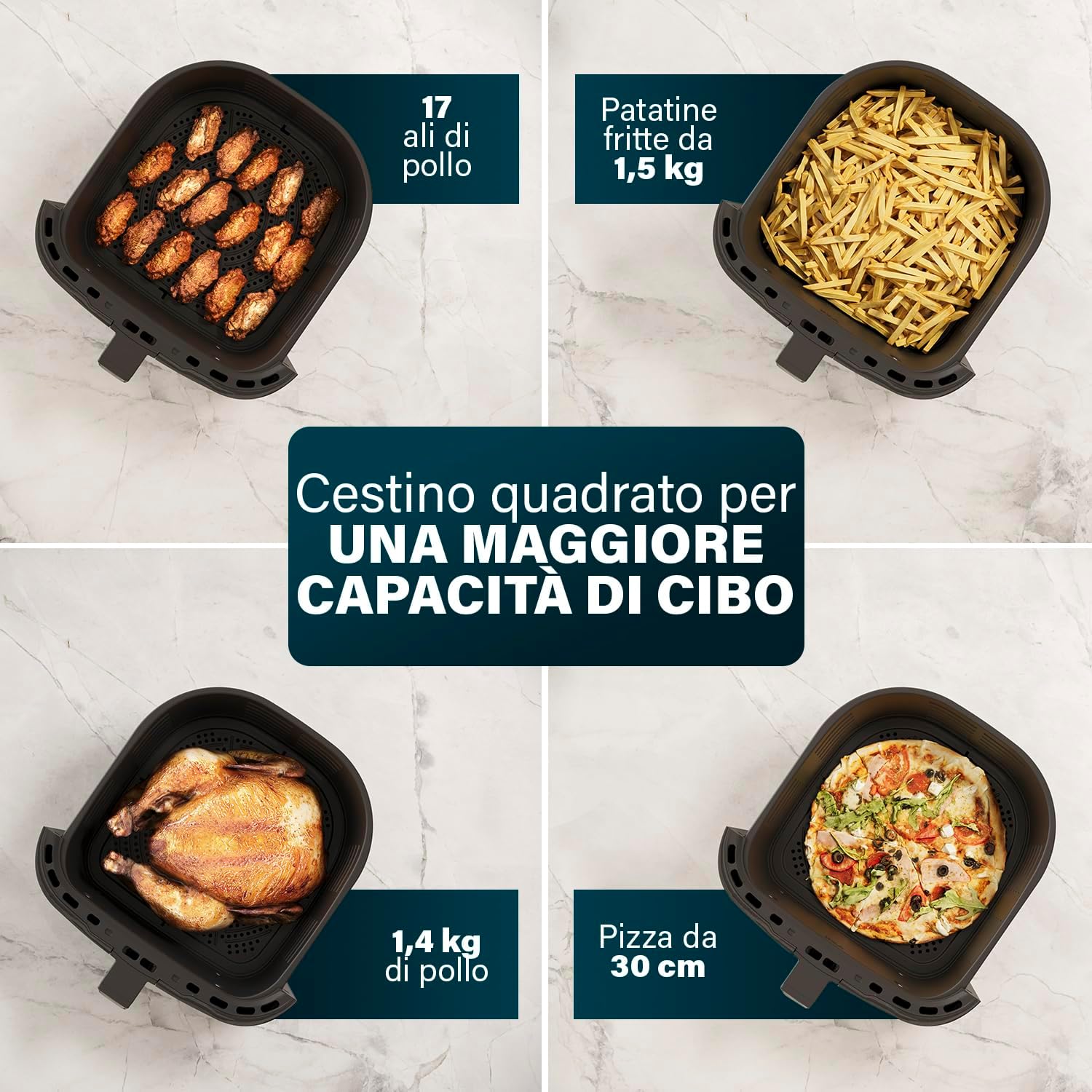 Princess Aerofryer Digitale Family – 5.2 Litri – 1700 W – Controllo digitale con 7 programmi – Teglia per Torte Inclusa – Senza BPA – Nero – 182050