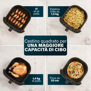 Princess Aerofryer Digitale Family – 5.2 Litri – 1700 W – Controllo digitale con 7 programmi – Teglia per Torte Inclusa – Senza BPA – Nero – 182050