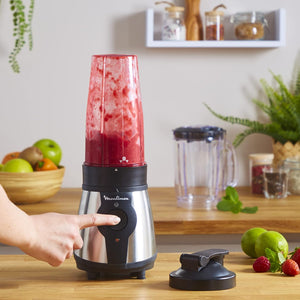 Moulinex Blend&Go Frullatore Portatile con Bottiglia da Viaggio 750 ml, Potenza 300W, Design Compatto e Facile da Pulire, Lame in Acciaio Inox, Mini Frullatore smoothie Facile da Usare, LM1B1D