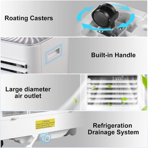 Pasapair Condizionatore Portatile,7000BTU/h,2KW,28㎡/88m³,3-in-1 Aria Climatizzatore Portatile,Raffreddamento,Ventilatore,Deumidificazione,65 Decibel Basso Rumore per Casa,LED