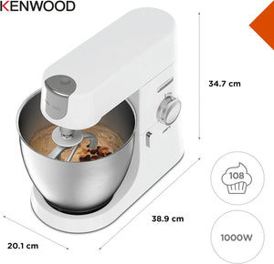 Kenwood KVC3100S Impastatrice Planetaria Chef, Robot da Cucina Mixer, 1000 W, 4.6 Litri, Acciaio, Metallo, Argento