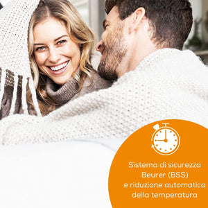 Beurer UB 68 XXL, Coprimaterasso Termico Doppio, Scaldaletto Matrimoniale Per 2 Persone, con 2 Interruttori e 4 livelli di Temperatura ciascuno, 150 X 160 Cm, Bianco, lavabile a 30°C