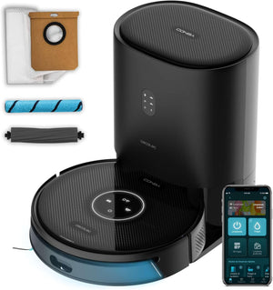 Cecotec Robot aspirador de pó e esfregona Conga 14090 Twice Roller Home and Fill, base de auto-esvaziamento de pó e água, navegação a laser, 8000 Pa, esfrega, aplicativo e conexão Bluetooth e WiFi 2,4