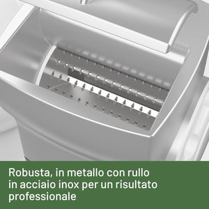 Imetec Grattugissima, Grattugia Elettrica per Formaggio, Pane e Frutta Secca, Contenitore Estraibile, Coperchio Salvafreschezza, 150 W, Rullo in Acciaio, Accessori Lavabili in Lavastoviglie