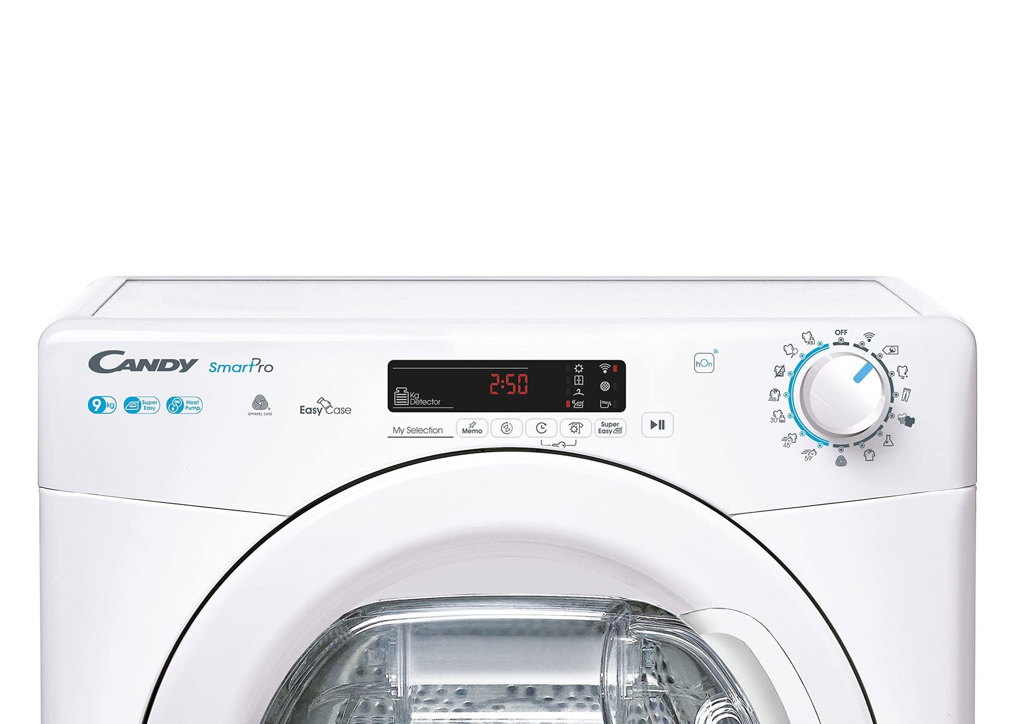 Candy Smart Pro Asciugatrice 9 Kg a Pompa di Calore, Libera Installazione, Classe A++, Connessione Wi-Fi + BLE, Controllo da App, Snap & Dry, 59,6 x 58,5 x 85 cm, Bianca - CSOE H9A2DE-S
