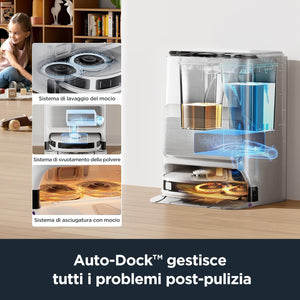 EUREKA J12 Ultra Robot Aspirapolvere e Lavapavimenti con Stazione, Evitamento Ostacoli AI 3D, Autosvuotante per 75 Giorni, Autopulente, Autoasciugante del mocio a 55°C, Navigazione LiDAR, WiFi