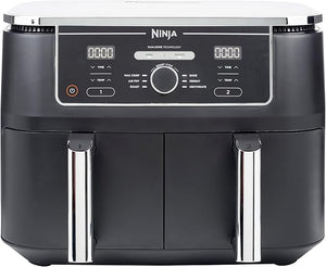 Ninja Foodi Max Dual Zone Friggitrice ad Aria digitale, 2 Cestelli Antiaderenti, 9.5L, 6 in 1, Massima Croccantezza, Frigge Senza Olio, Arrostisce, Cottura Forno, Disidrata, 8 Porzioni, Nero, AF400EU