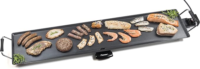 Bestron Piastra elettrica per grigliare, XXXL Plancha piastra con rivestimento antiaderente, divertimento alla griglia per un massimo di 10 persone, superficie di cottura extra-lunga, colore: nero