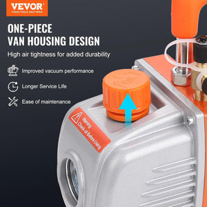 VEVOR Kit Pompa a Vuoto Monostadio per Aria Condizionata di Automobili 150W Pressione tra 55-276 Bar, Kit Pompa Vuoto 100 L/min per Riparazione di Condizionatore Frigo Refrigeranti HVAC