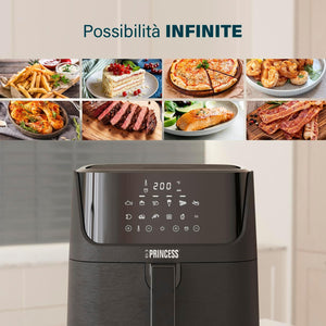 Princess Aerofryer Digitale Family – 5.2 Litri – 1700 W – Controllo digitale con 7 programmi – Teglia per Torte Inclusa – Senza BPA – Nero – 182050