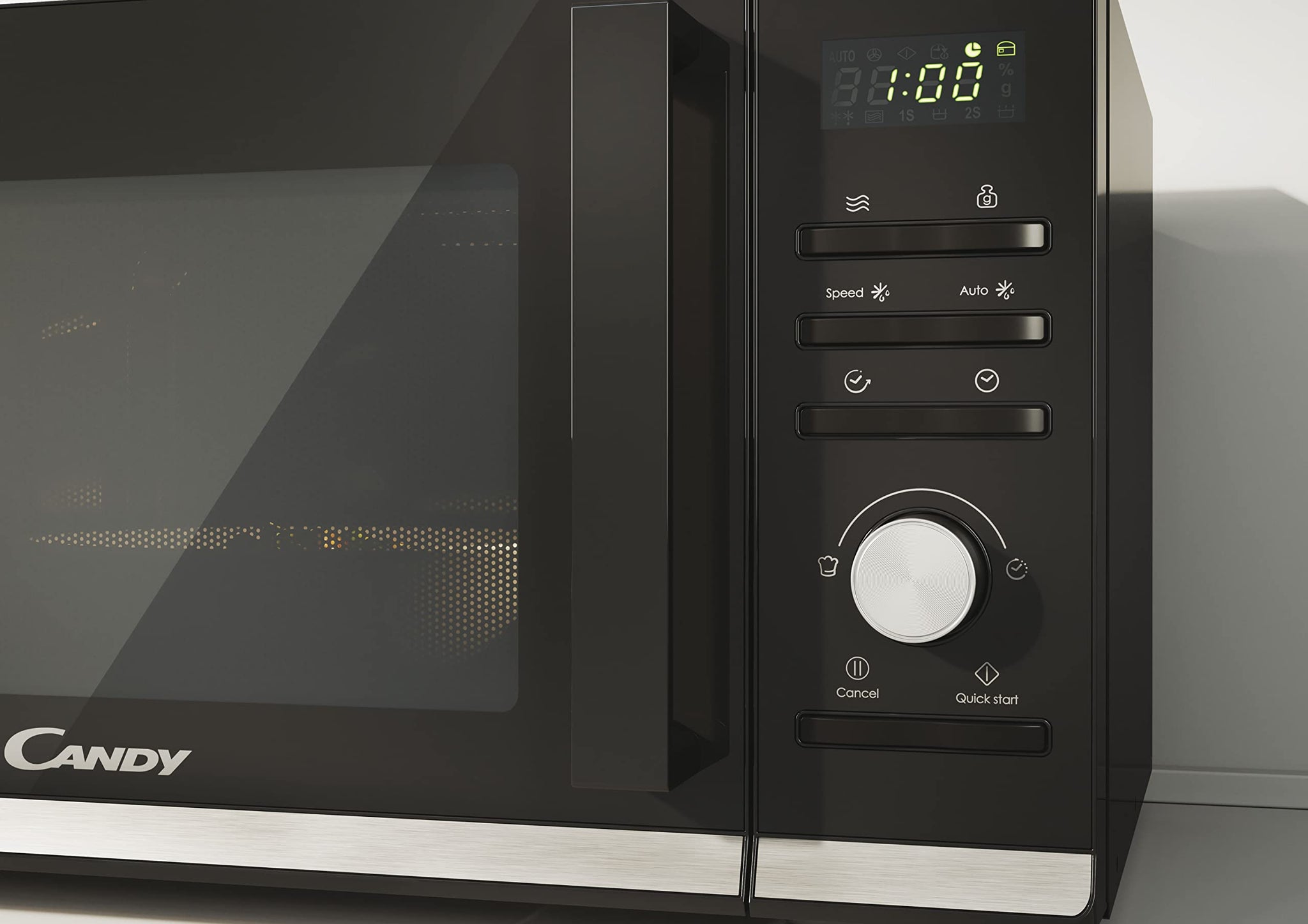 Candy Moderna Forno a Microonde 20 Litri, 700W, 40 Programmi Automatici, 6 Livelli di Potenza, Funzioni Defrost e Autoclean, App hOn, Libera Installazione, 45,2 x 34,6 x 26,2 cm, Nero - CMWA20TNDB